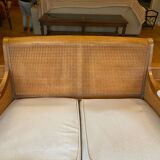 Sofa and armchair in cane and wood by Jean Roche