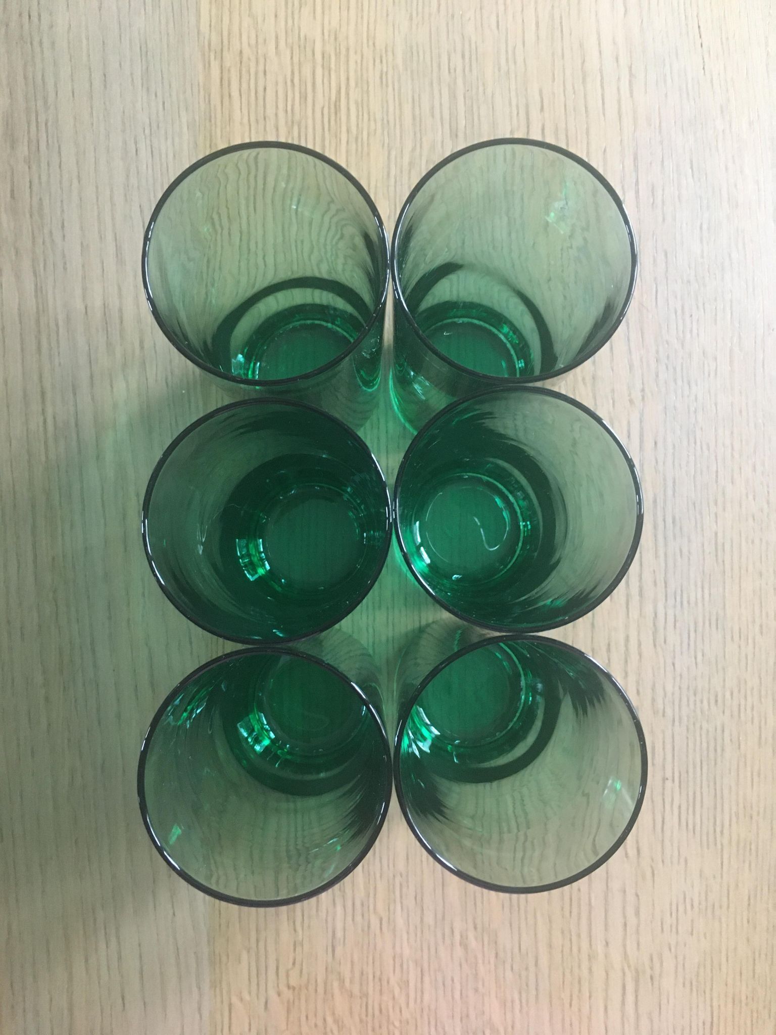 6 high glasses 1970 green color