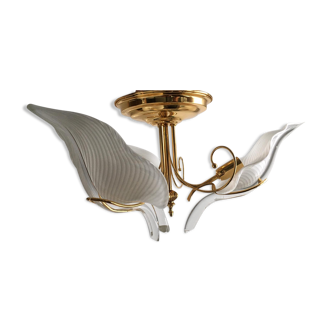 Murano glass leaf chandelier by Franco Luce Italy - 1970
