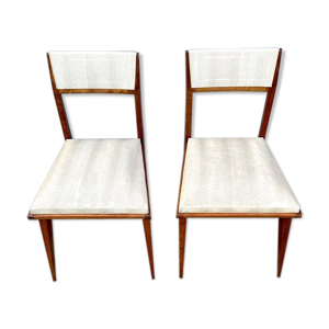 2 chaises en bois et skaï blanc