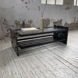 Italian 80s coffee table in marble and glass