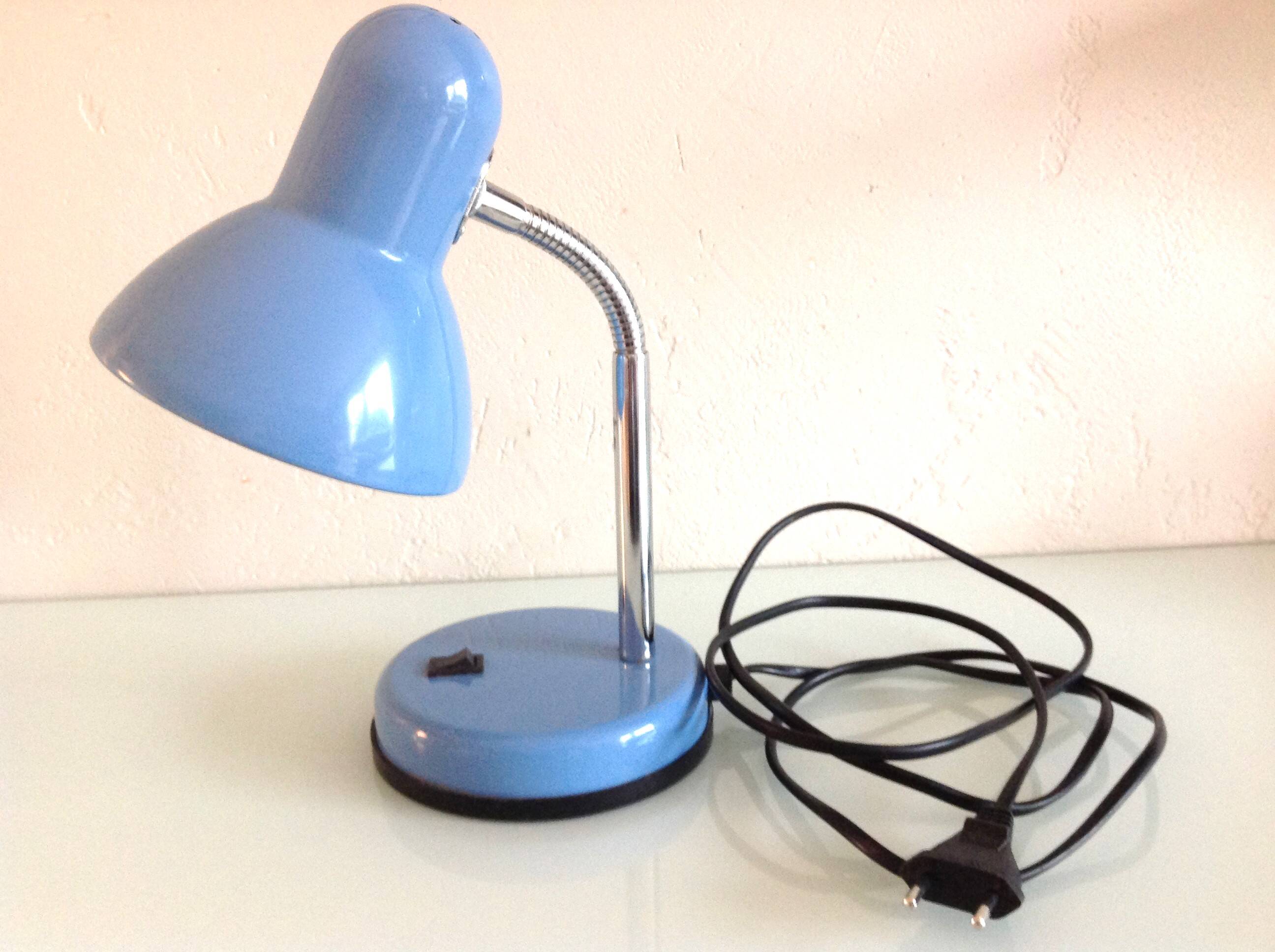 Blue metal desk lamp / vintage 70s-80s
