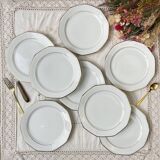 8 Assiettes plates en porcelaine Winterling Marktleuthen Bavaria blanches dorées