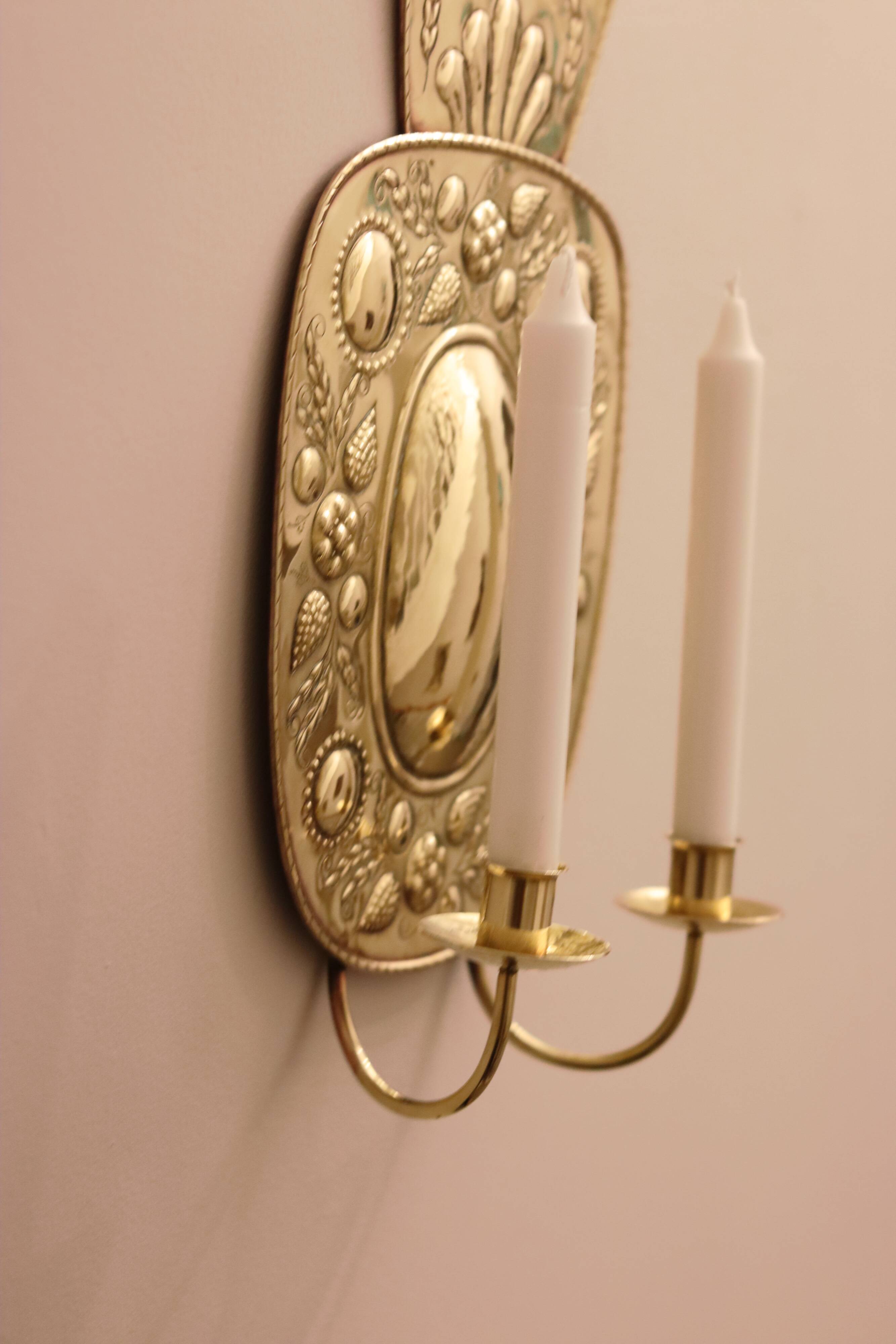 Mid Century Swedish Brass Sconce