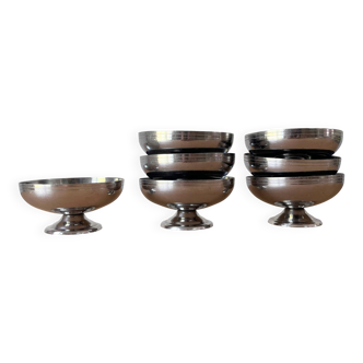 Set of 7 stainless steel ice cream bowls