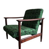 Mid century armchairs in green jacquard, by edmund homa, 1960s, set of two