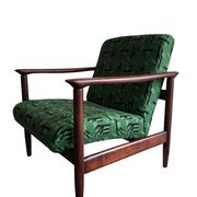 Mid century armchairs in green jacquard, by edmund homa, 1960s, set of two