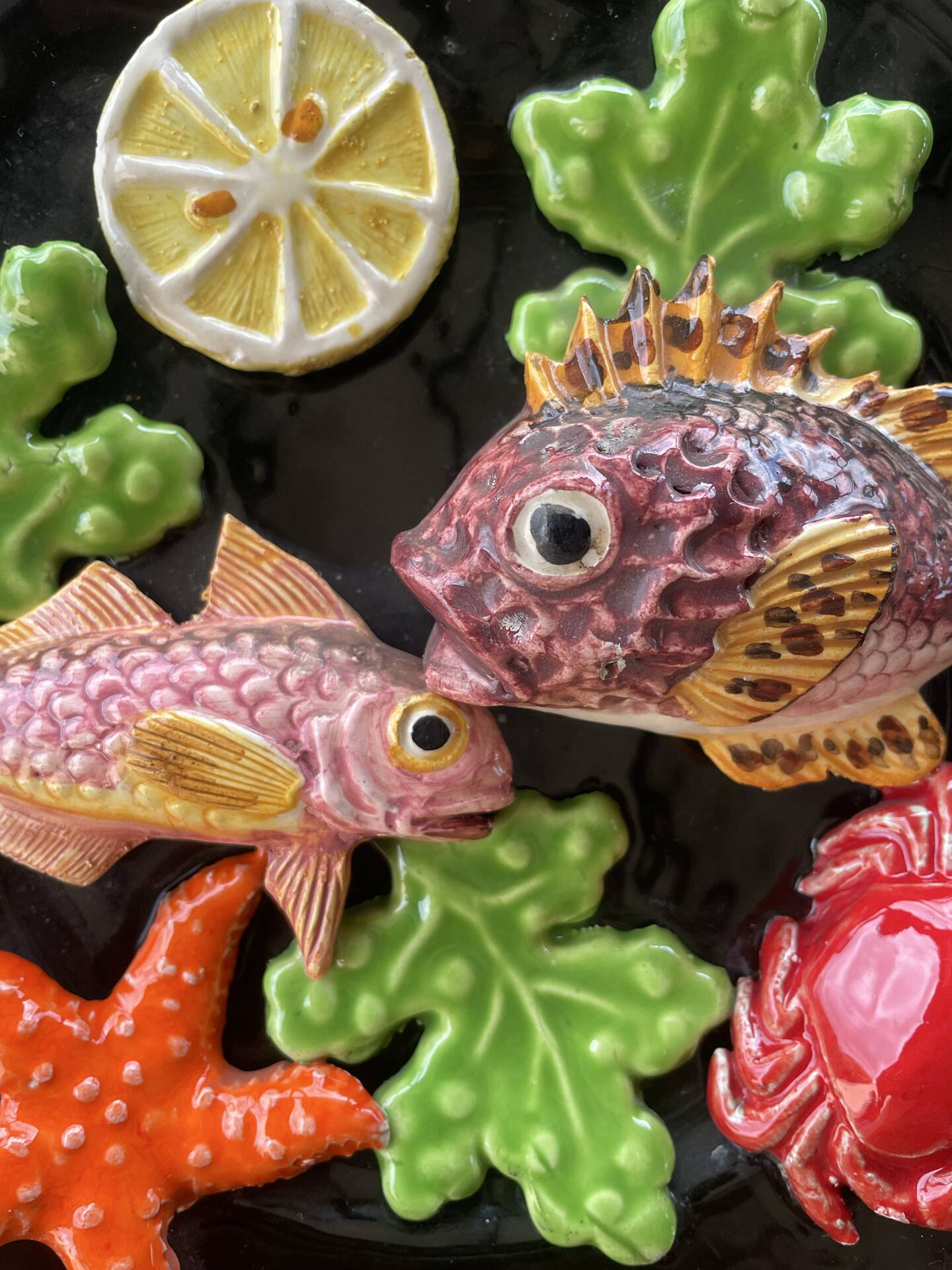 Majolica Fish Sealife Platter Vallauris