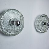 Pair of Space-age wall lights by Peill & Putzler, blown Murano glass, Germany, 1970