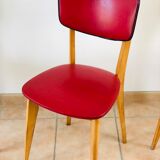 Set of 4 vintage chairs in oak and skai 1970