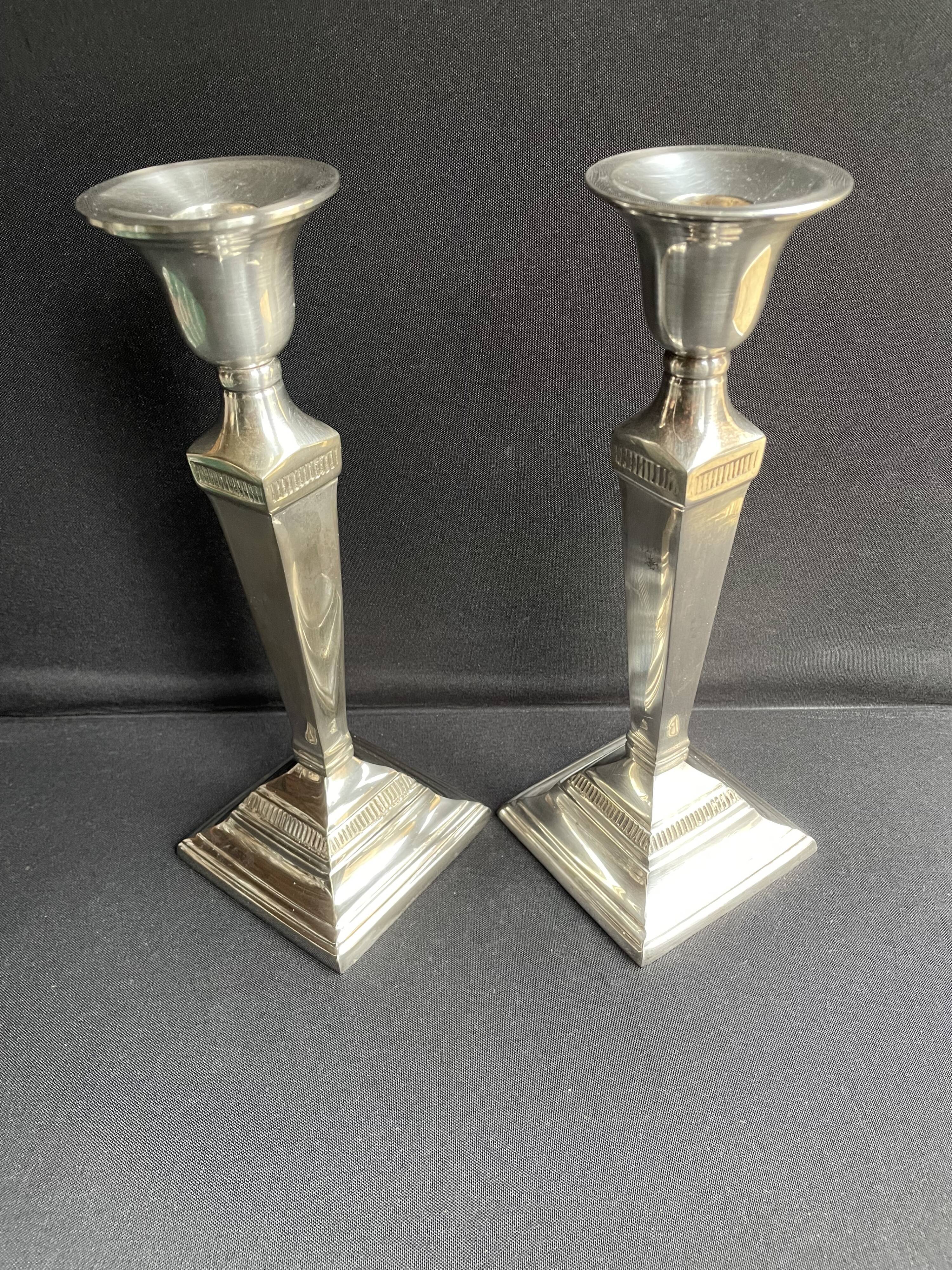Candle holders (2) - Modern mid-century - Silver metal - Square base