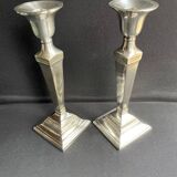 Candle holders (2) - Modern mid-century - Silver metal - Square base