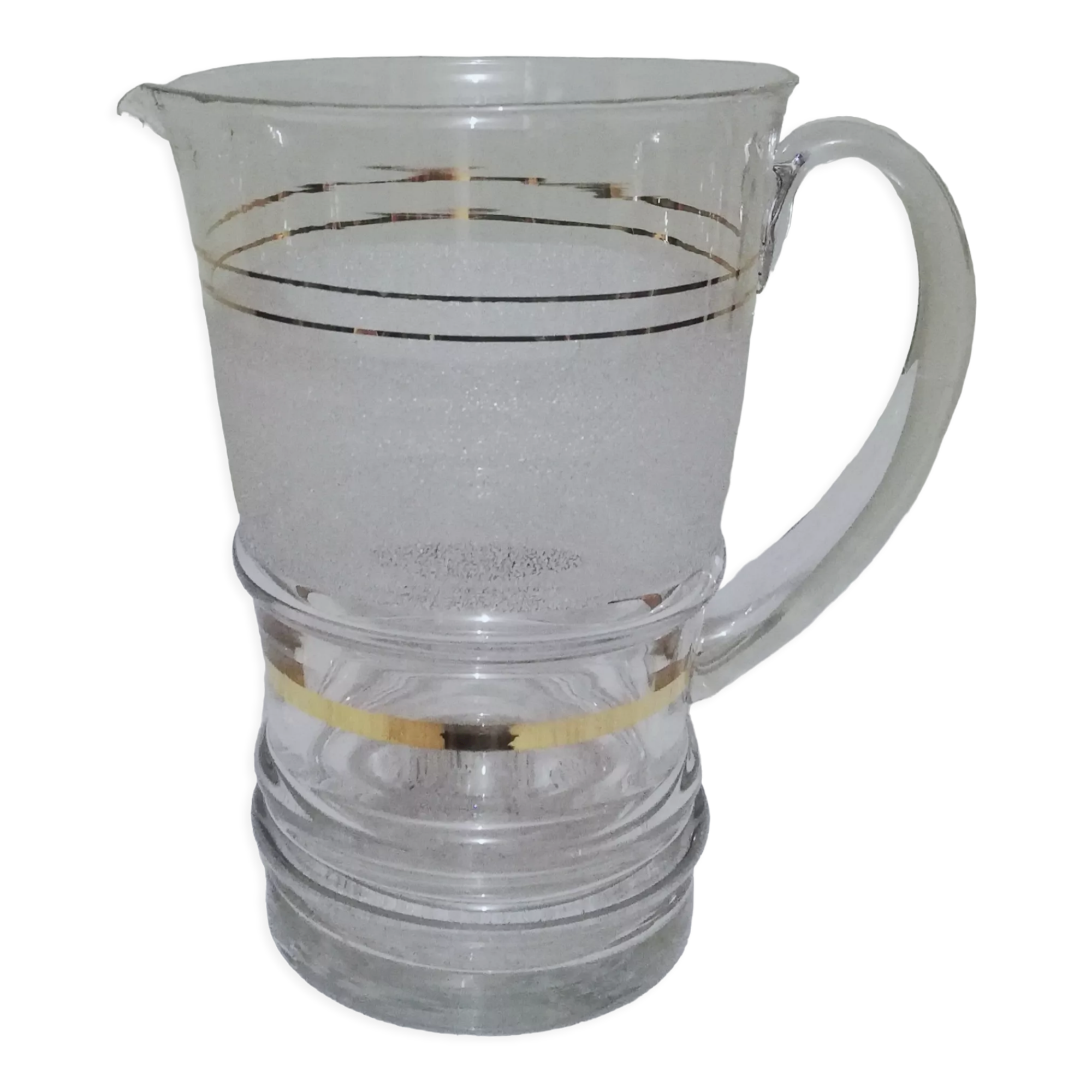 Pitcher in frosted glass and gilding 1 liter