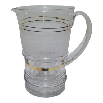 Pitcher in frosted glass and gilding 1 liter