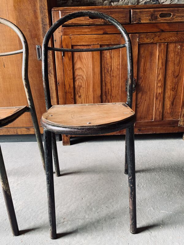 Lot de 2 chaises Mobilor 1950 métal et bois