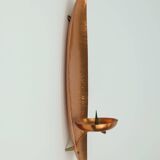 Large 1950s 60s mid century wall candle holder hammered copper