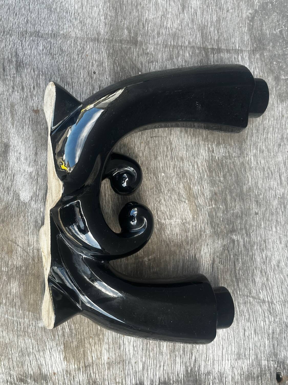 Vallauris Black Ceramic Candle Holder from the 50s