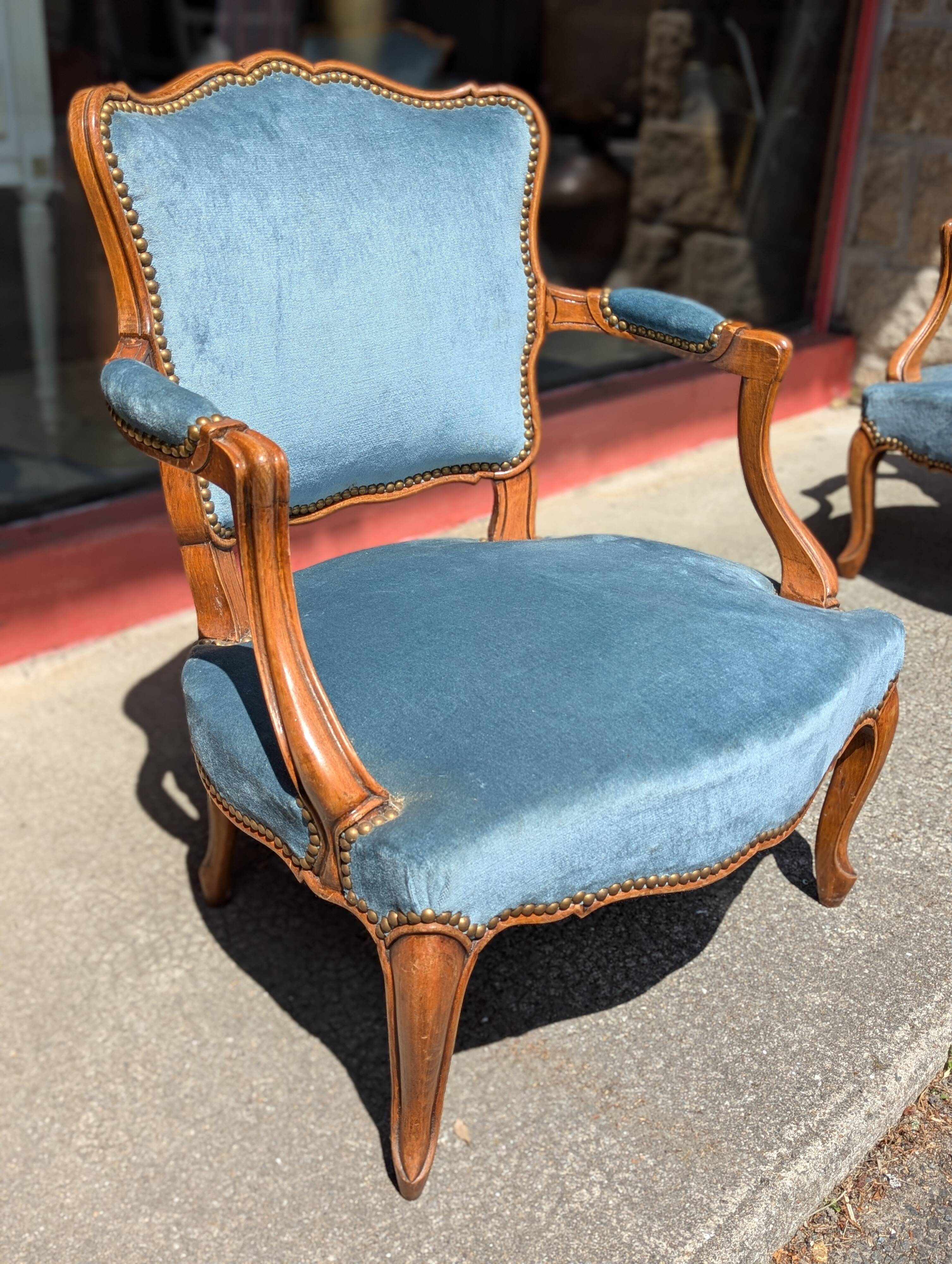 Pair of Louis XV cabriolet armchairs