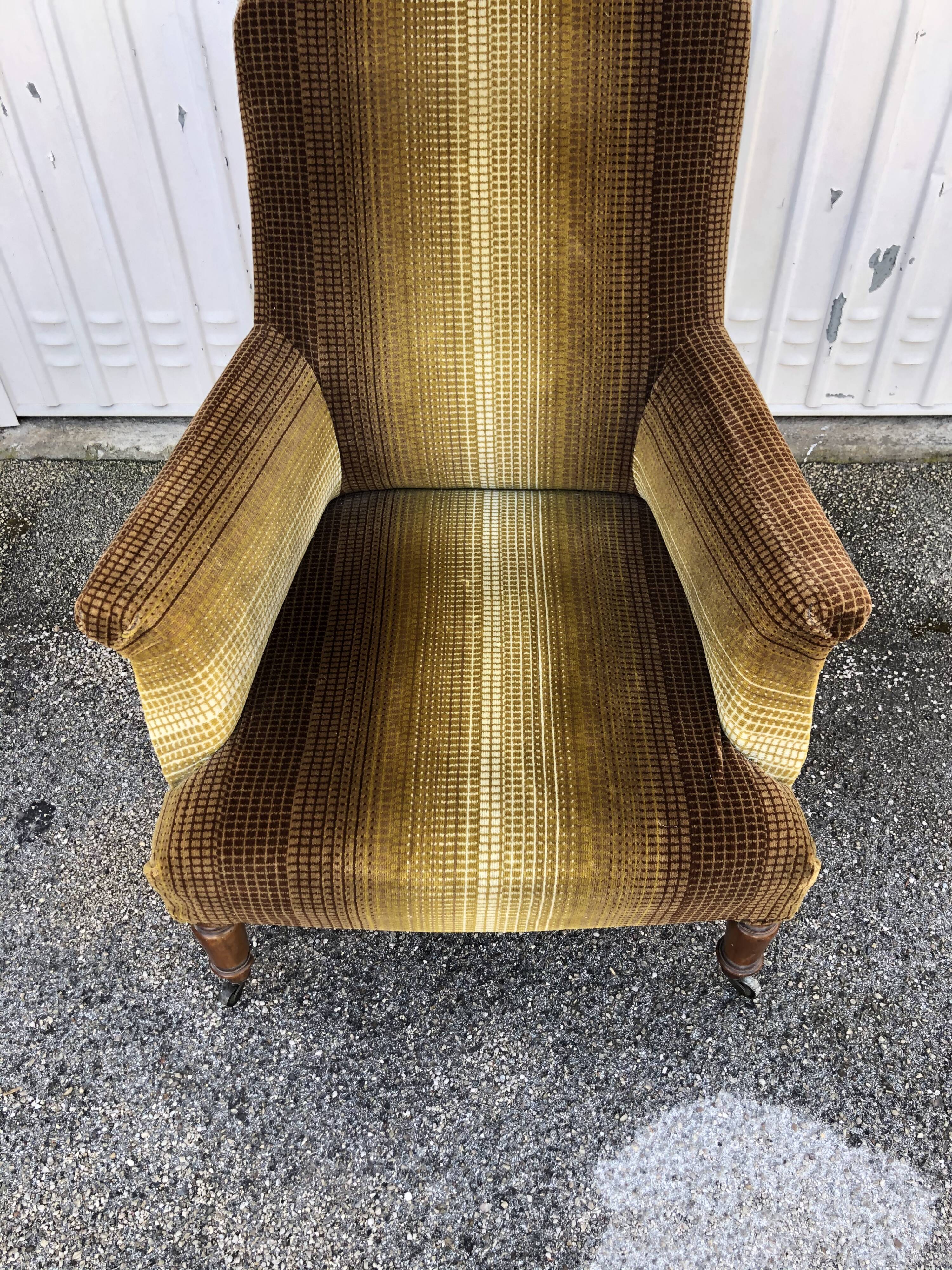 Striped velvet armchair