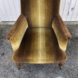 Striped velvet armchair