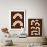 Pair of prints, abstract wall art set of two, 50x70cm