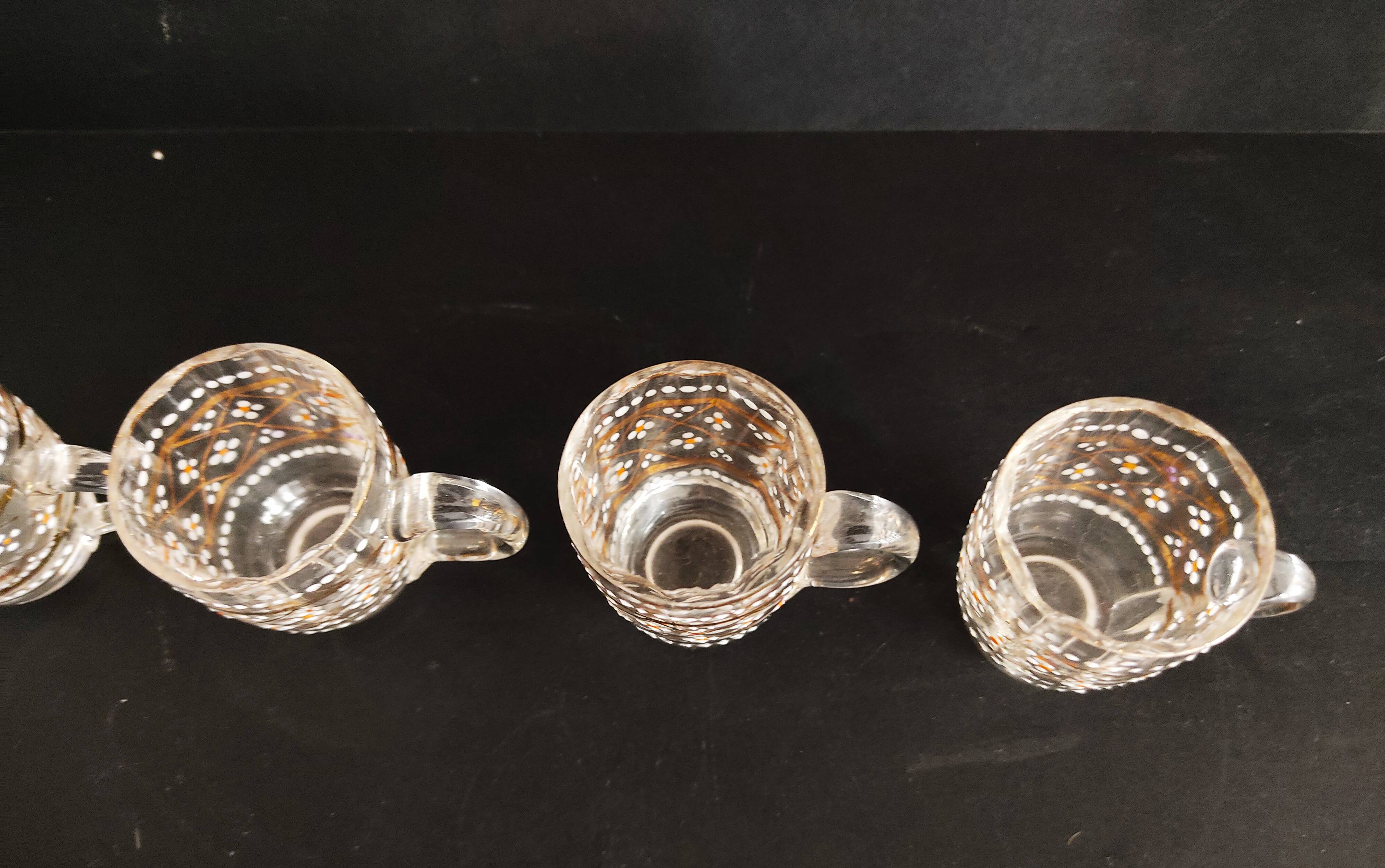 19th carafe liqueur service and 7 glasses