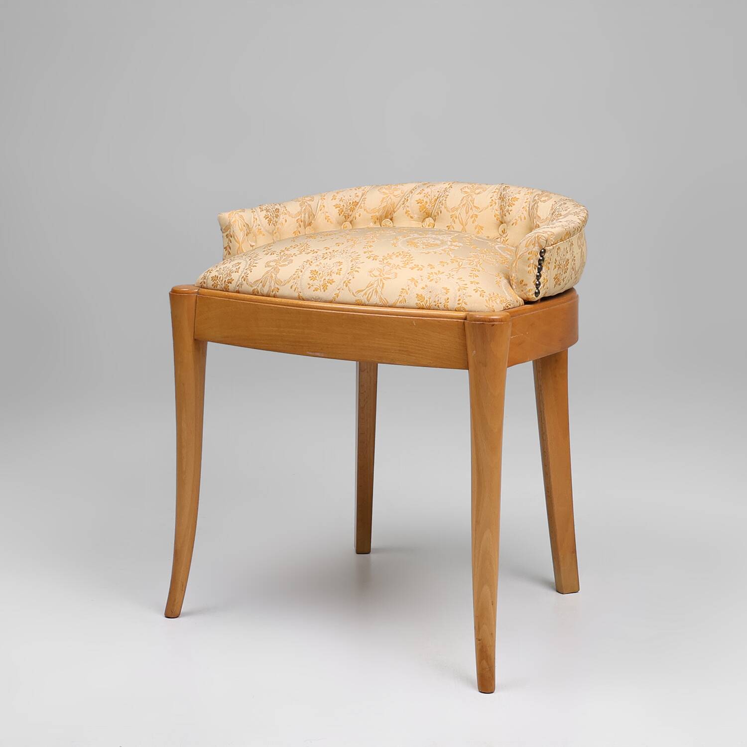 French 1940s Art Nouveau side chair in beech wood with low back