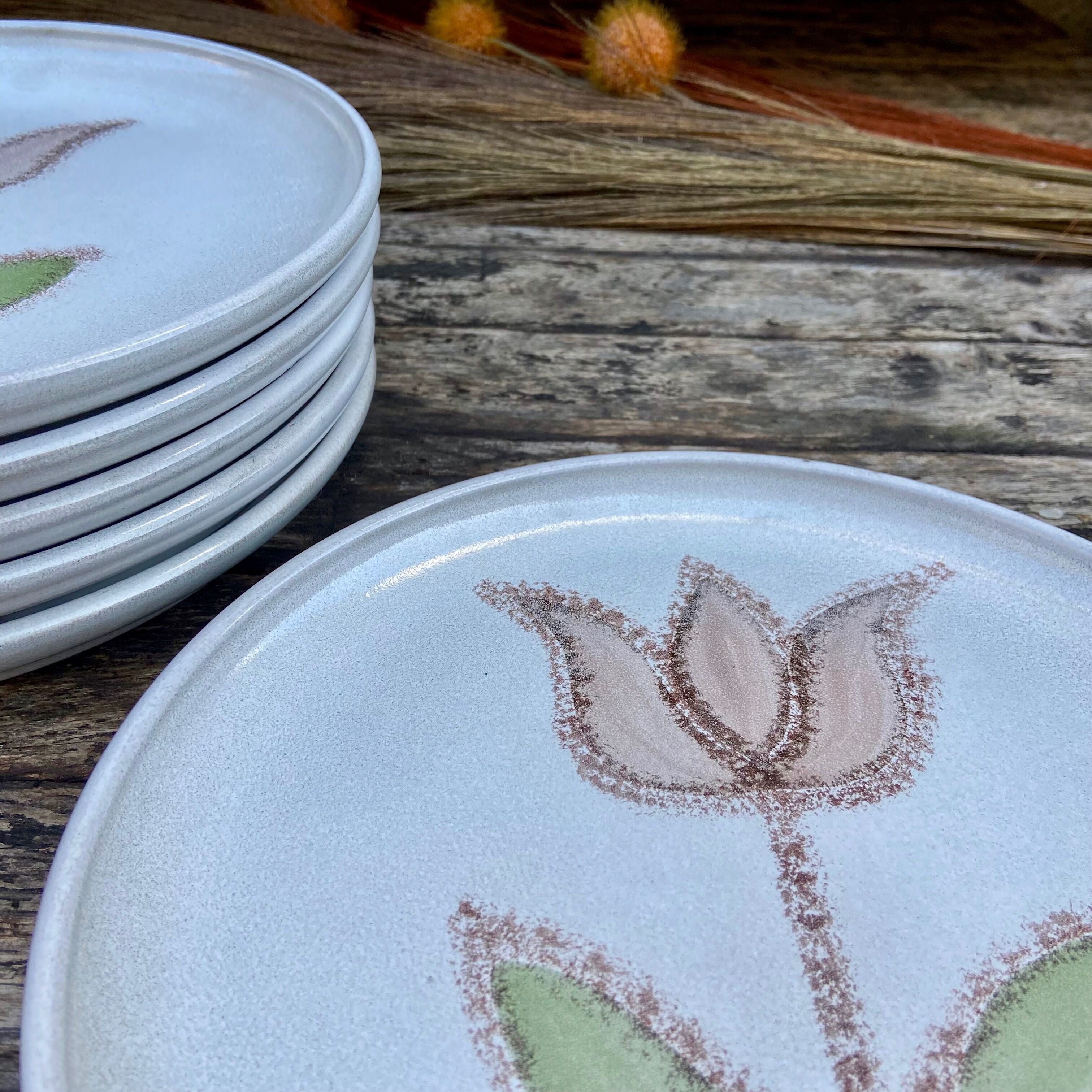 Set of 6 sandstone plates-Manufacture Niederviller