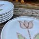 Set of 6 sandstone plates-Manufacture Niederviller