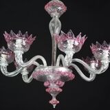 Wonderful Vintage Pink Venetian Chandelier Murano Glass 7 arms