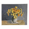 Oil on cardboard still life 20th century bouquet of flowers