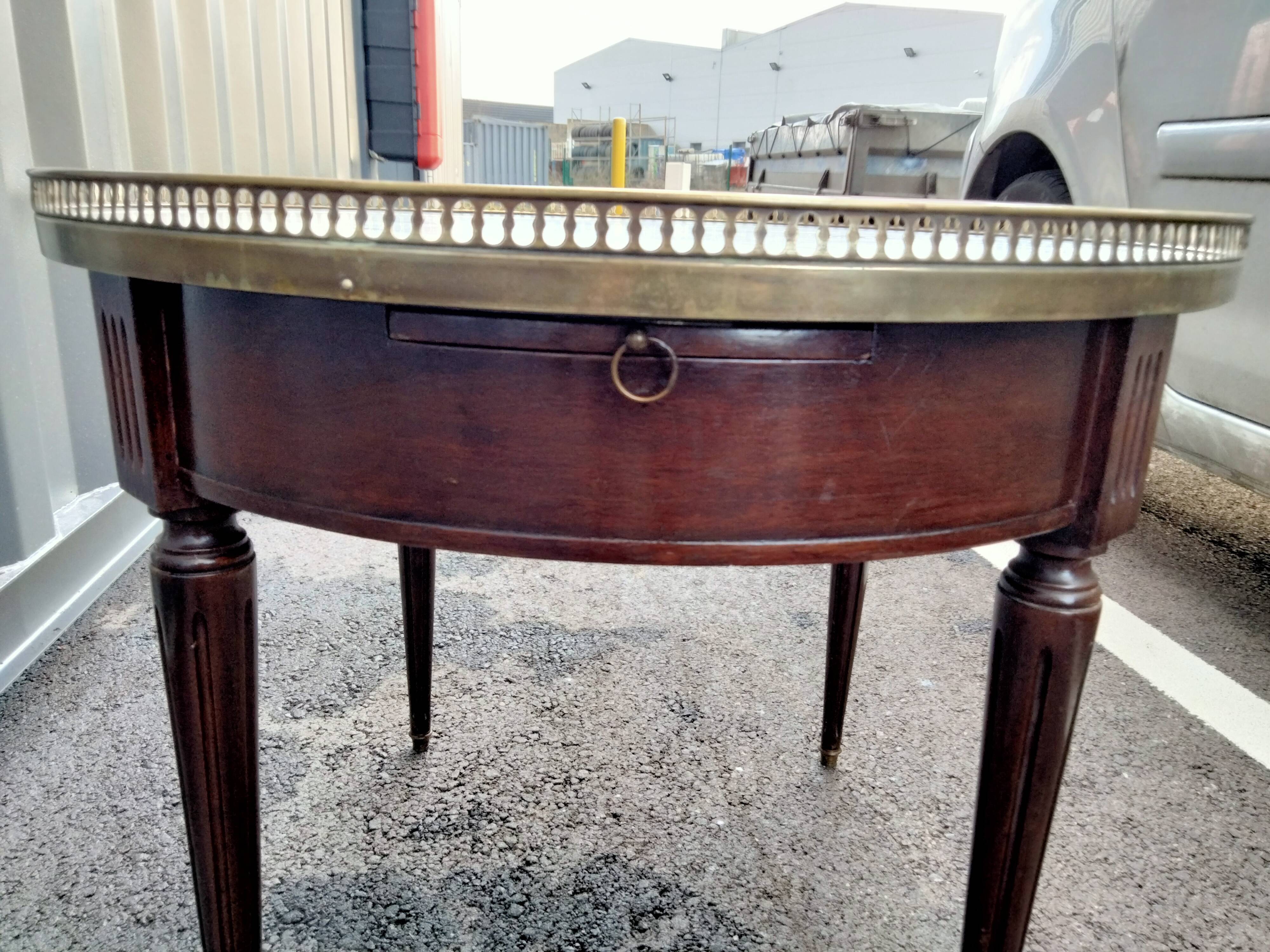 Coffee table hot water bottle marble top louis xvi old style