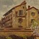 Old painting signed by Giuseppe Viviani, view of Milan, 20th century.