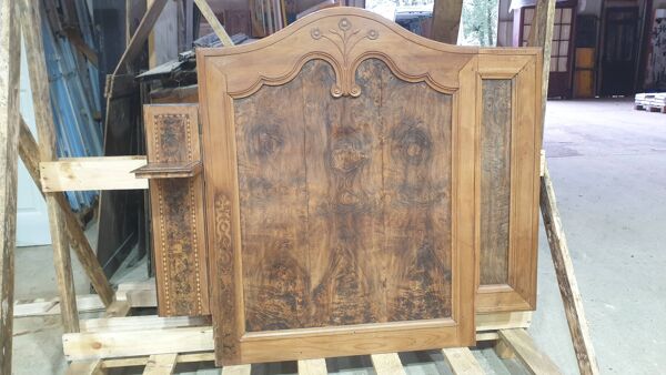 Tête de lit en orme et loupe d'orme - fin XIXème