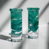 2 Kosta Boda Atoll candle holder by Anna Ehrner turquoise