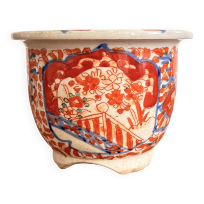 Ancien Pot Bonsaï Imari Kutani Japon XIXème Fleurs Meiji 19ème Asiatique