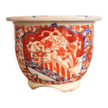 Ancien Pot Bonsaï Imari Kutani Japon XIXème Fleurs Meiji 19ème Asiatique