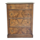 commode 4 tiroirs meuble rangement bois ronce de noyer ancienne vintag