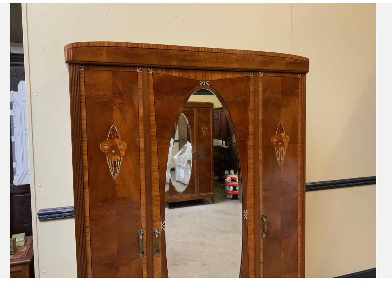 Antique - wardrobe, linen cupboard, inlays -