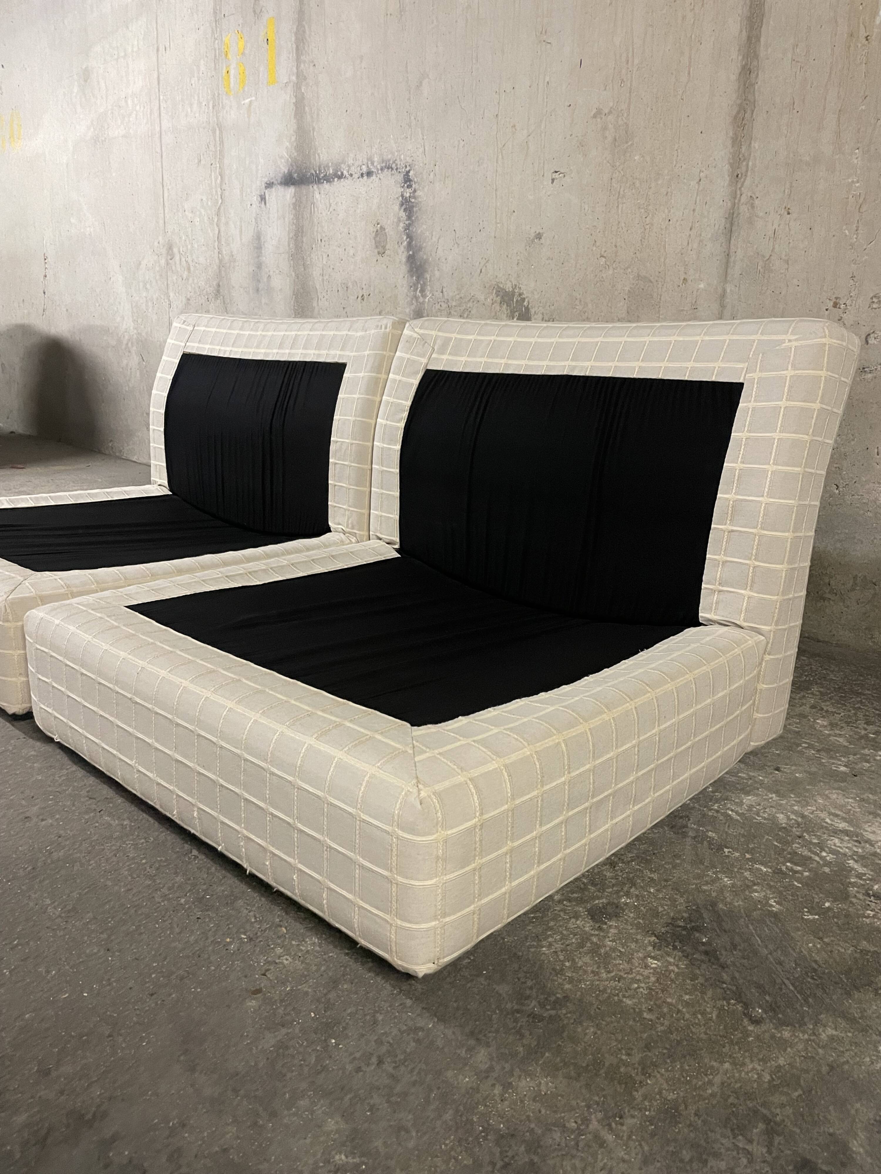 Set of Bernard Govin low chairs, Roset 1970