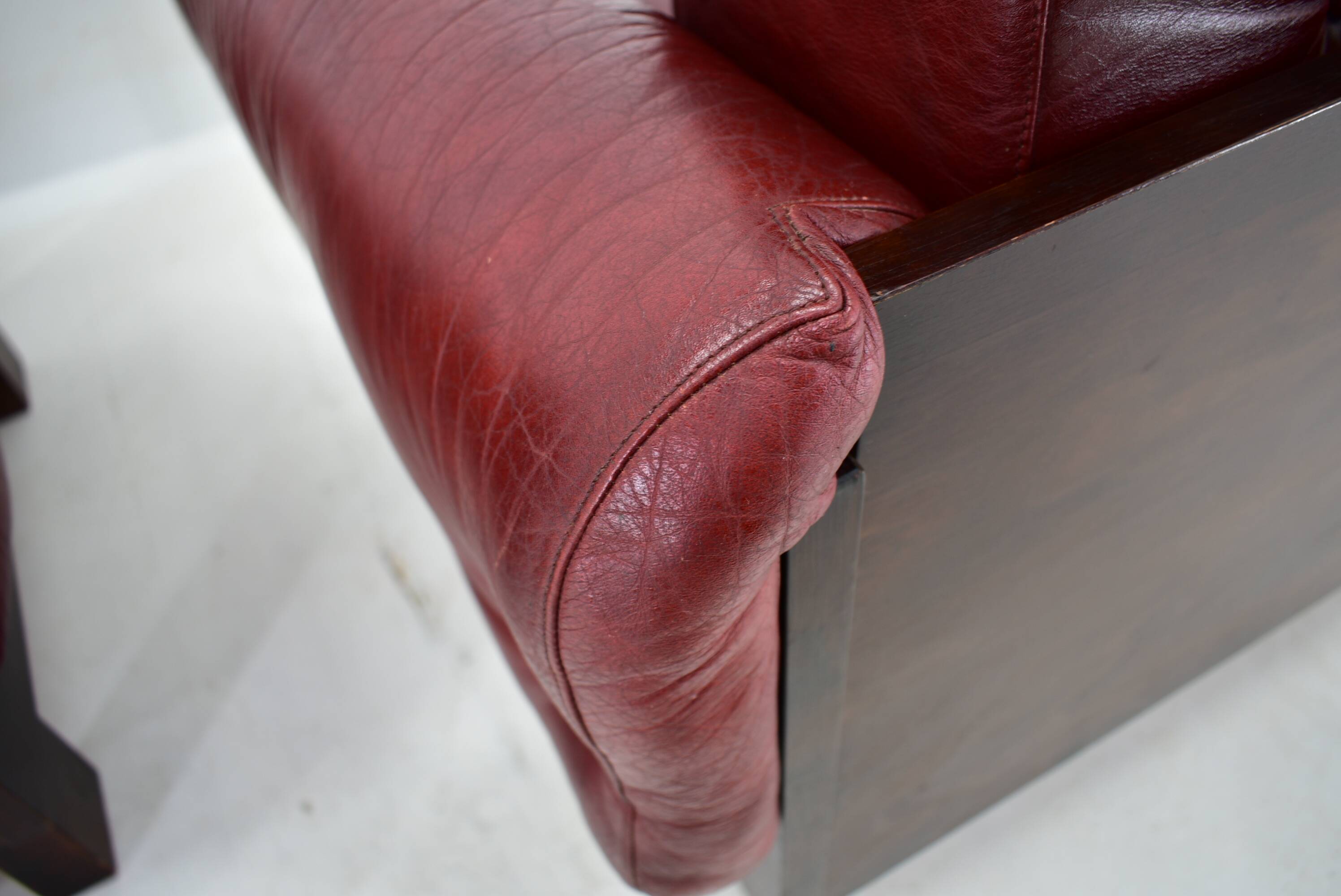 Pair of vintage leather armchairs , Czechoslovakia 1970s