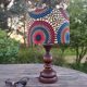 rustic chic solid wood lamp, ethnic wax lampshade with circles