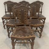 6 chaises de style Renaissance en chêne, XXème siècle