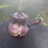 Coffee or tea service in enameled ceramic by Marius Giuge, artisan potter in Vallauris,