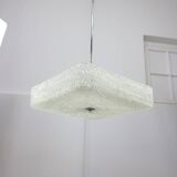 Vintage Textured Glass Chandelier: Mid-Century Kalmar Style Pendant Light