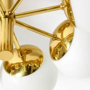 1960s Space Age brass ceiling lamp with 8 glass balls by Kaiser Leuchten
