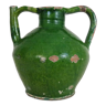 Orjol water pitcher pottery in green glazed terracotta, south-west of France, pyrenees