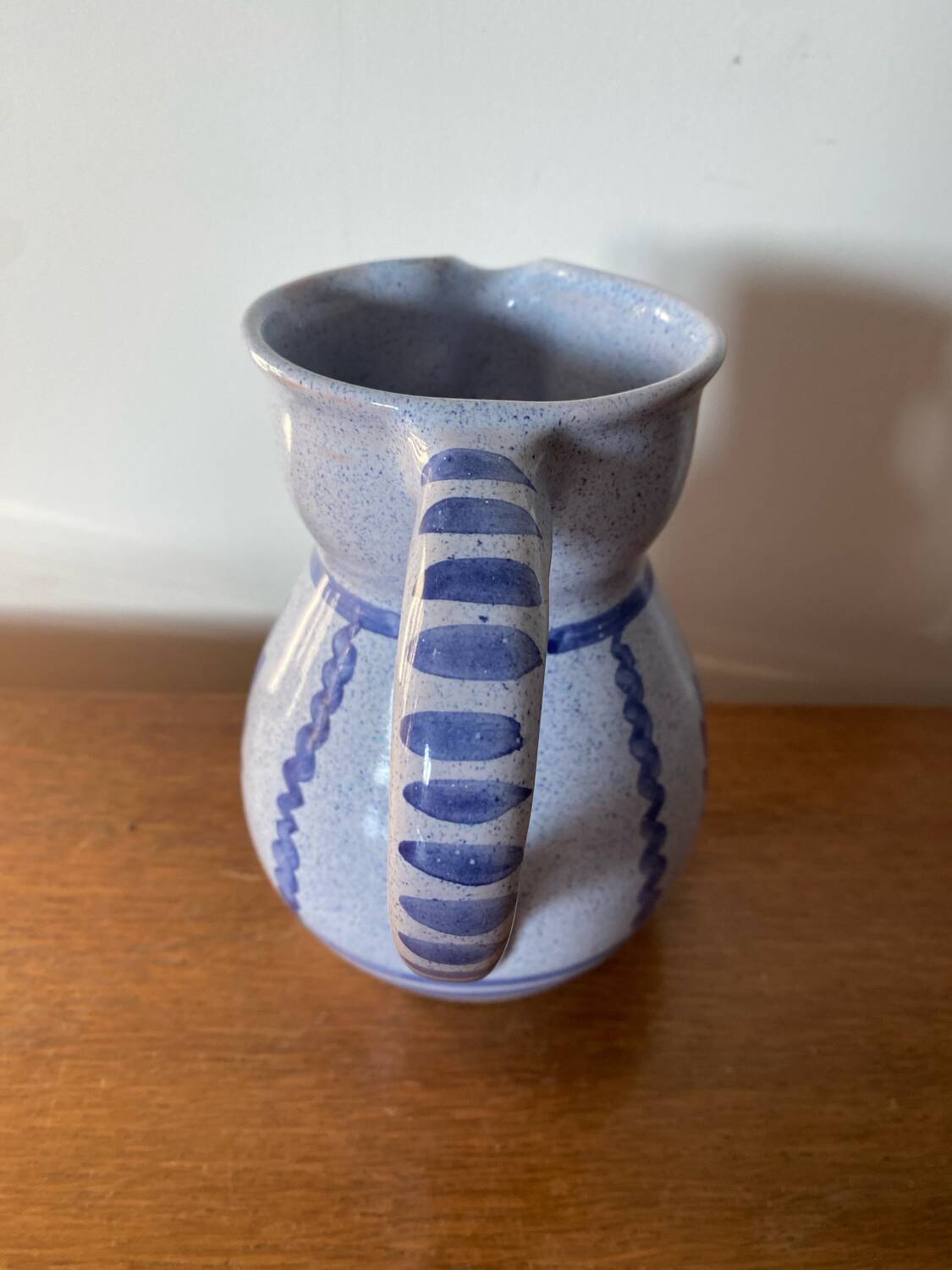 Antique blue glazed terracotta pitcher gaubert vintage kitchen