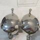Pair of 925 silver sauce boats Martin Hall Sheffield 1910 engraved Star Harp