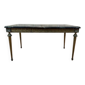 Louis XVI style coffee table in gilded brass and marble